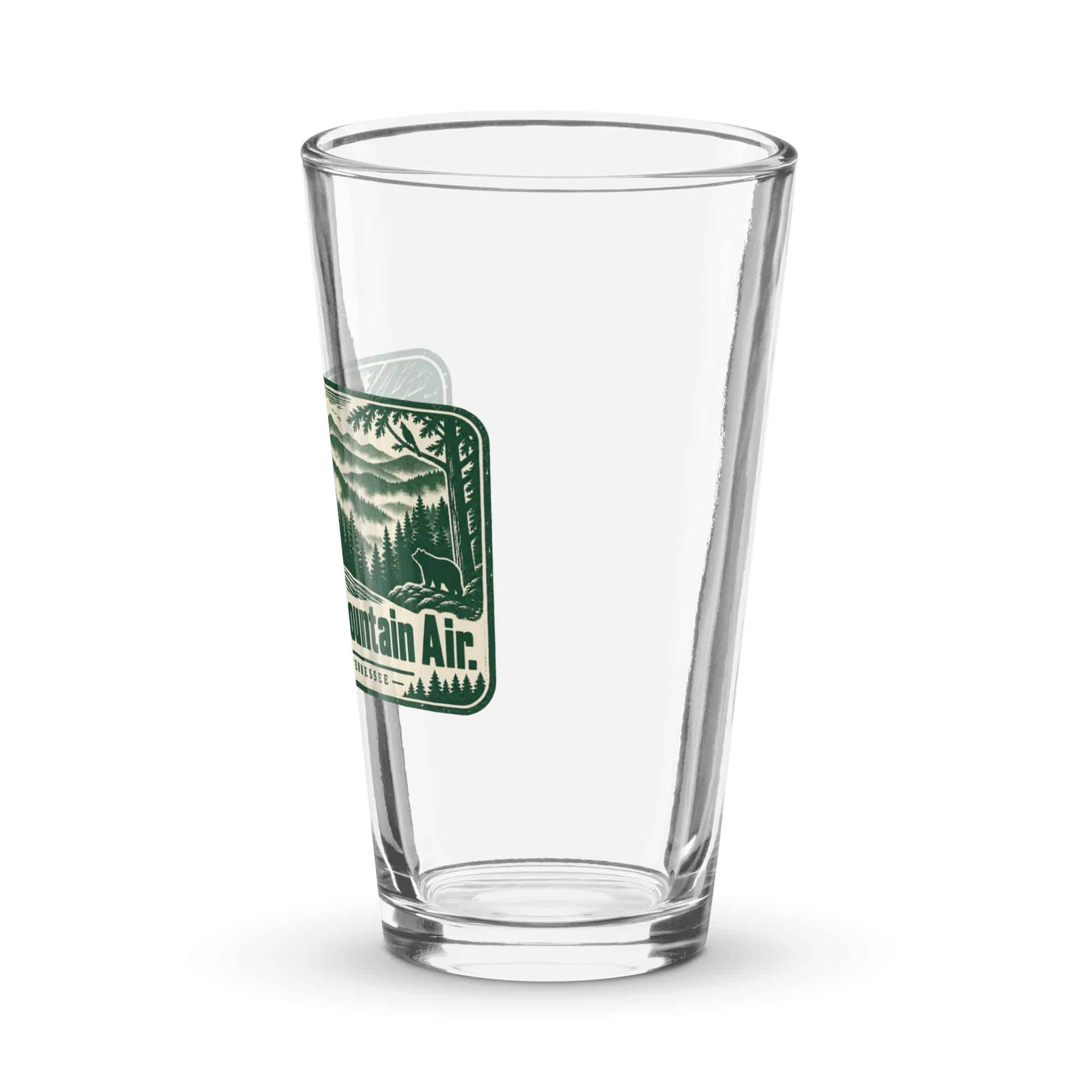 Gatlinburg and the Smokies Pint Glass: Cabin Hair. Mountain Air, Forest Ink Stamp