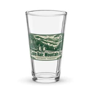 Gatlinburg and the Smokies Pint Glass: Cabin Hair. Mountain Air, Forest Ink Stamp - 16 oz - Main