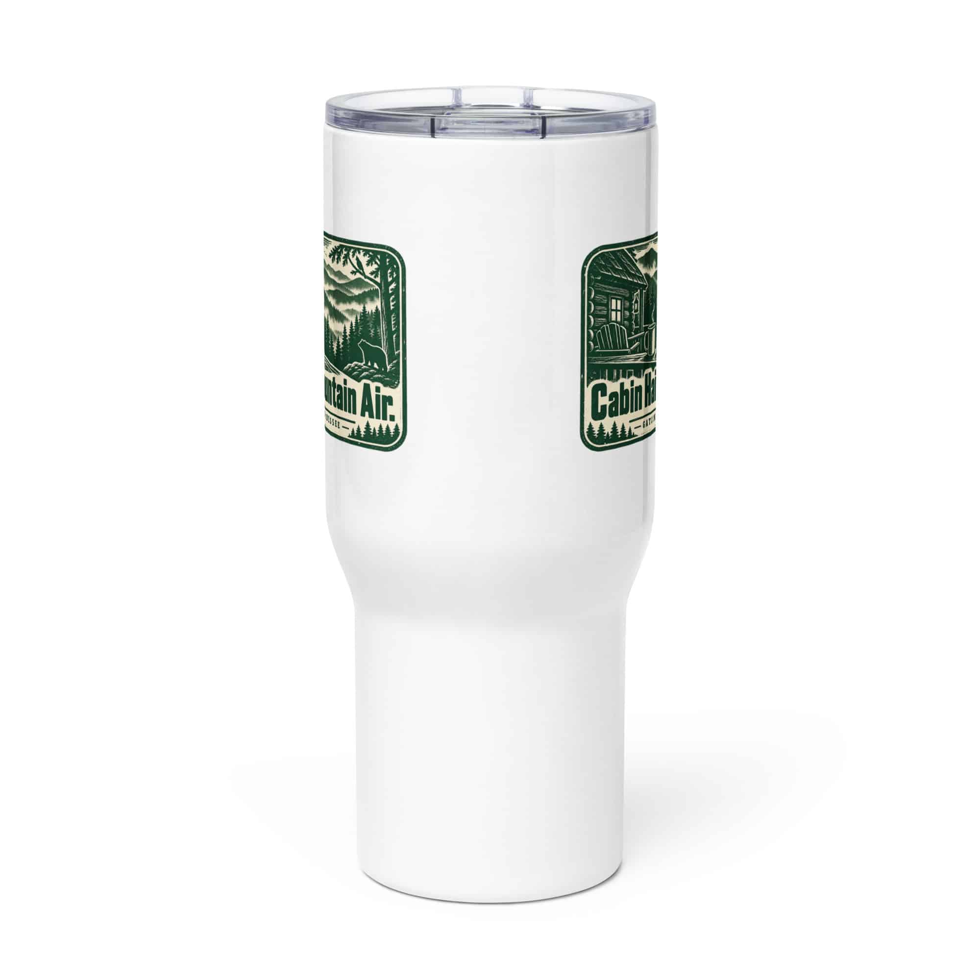 Gatlinburg and the Smokies Travel Mug: Cabin Hair. Mountain Air, Forest Ink Stamp