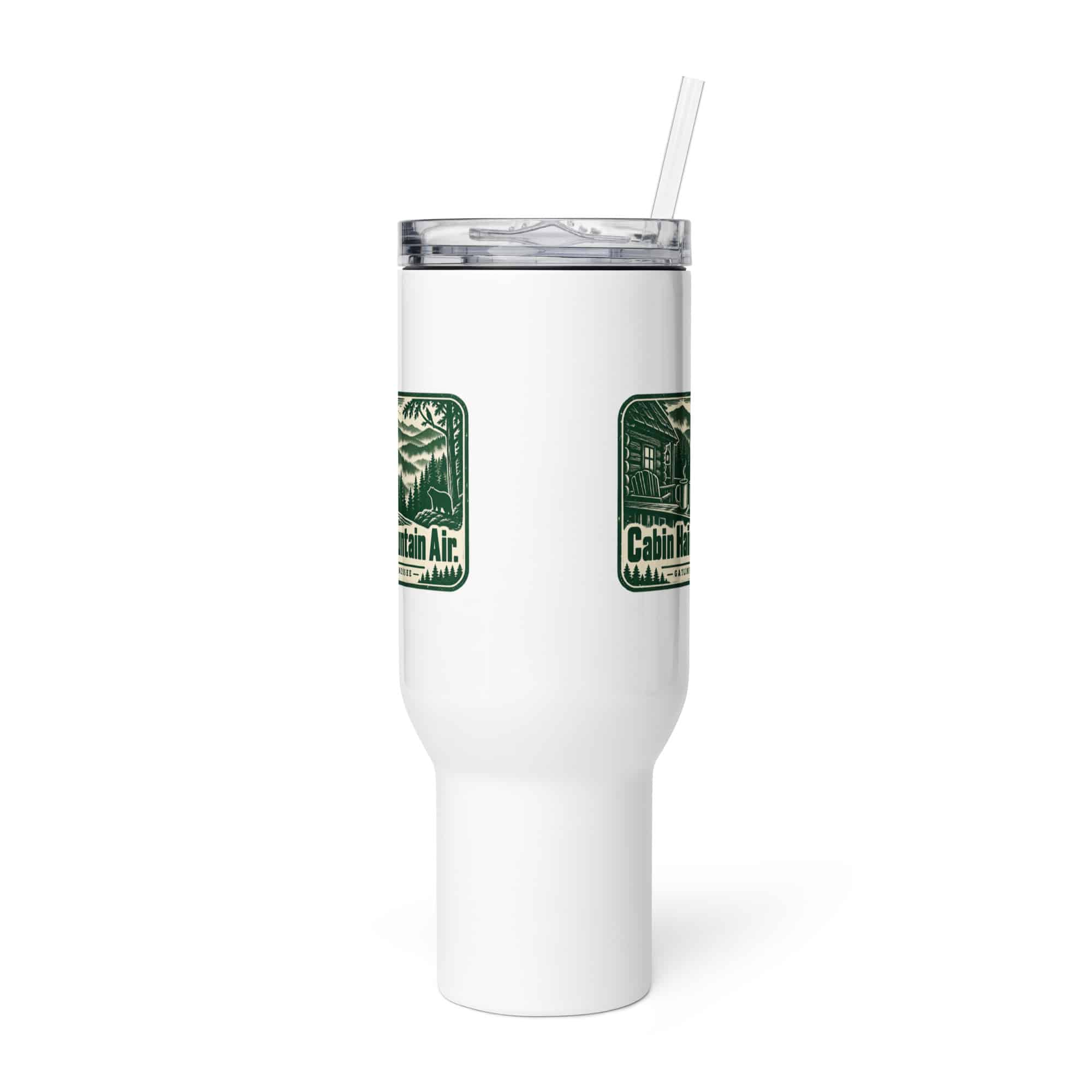 Gatlinburg and the Smokies Travel Mug: Cabin Hair. Mountain Air, Forest Ink Stamp