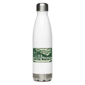 Gatlinburg and the Smokies Stainless Steel Water Bottle: Cabin Hair. Mountain Air, Forest Ink Stamp - 17 oz - Main