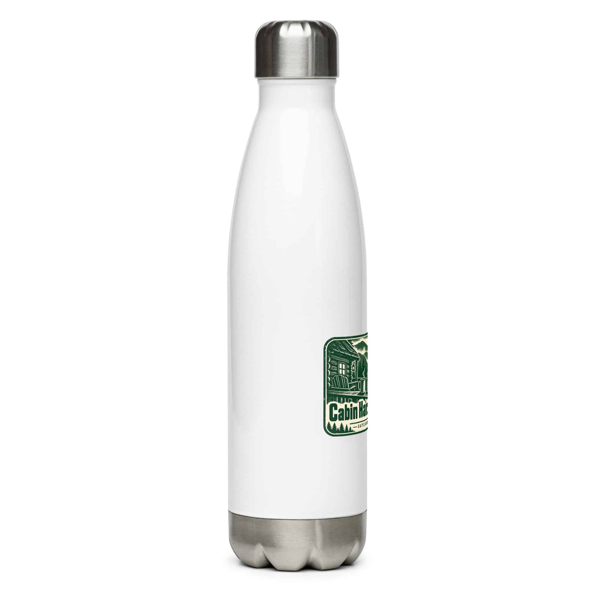 Gatlinburg and the Smokies Stainless Steel Water Bottle: Cabin Hair. Mountain Air, Forest Ink Stamp