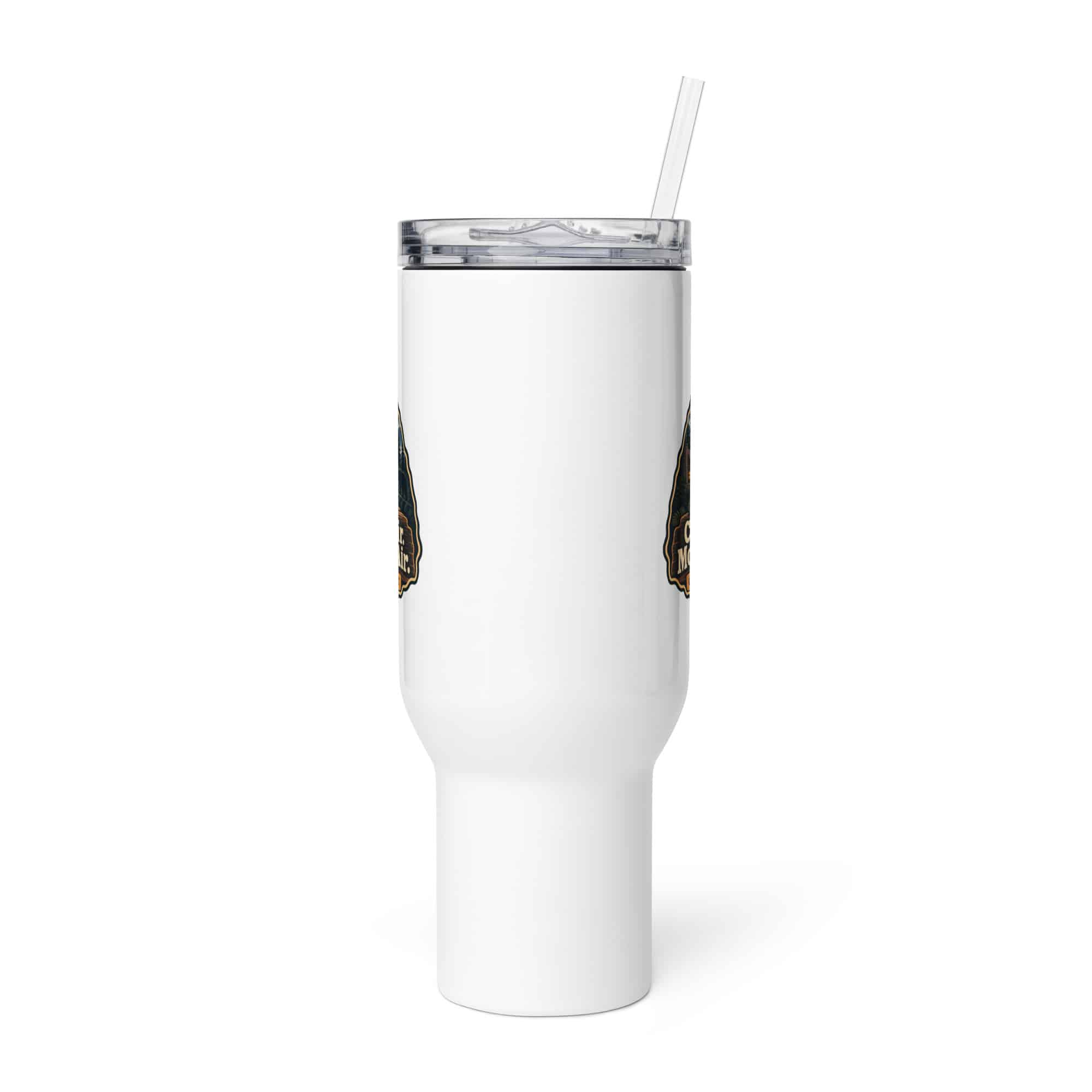 Gatlinburg and the Smokies Travel Mug: Cabin Hair. Mountain Air, Scenic Shield Badge
