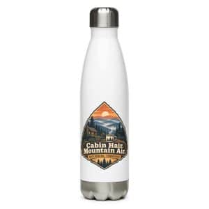 Gatlinburg and the Smokies Stainless Steel Water Bottle: Cabin Hair. Mountain Air, Scenic Shield Badge - 17 oz - Main