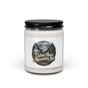 Gatlinburg and the Smokies Soy Wax Candle: Cabin Hair. Mountain Air, Woodland Scenic Lettering - 9oz - Main
