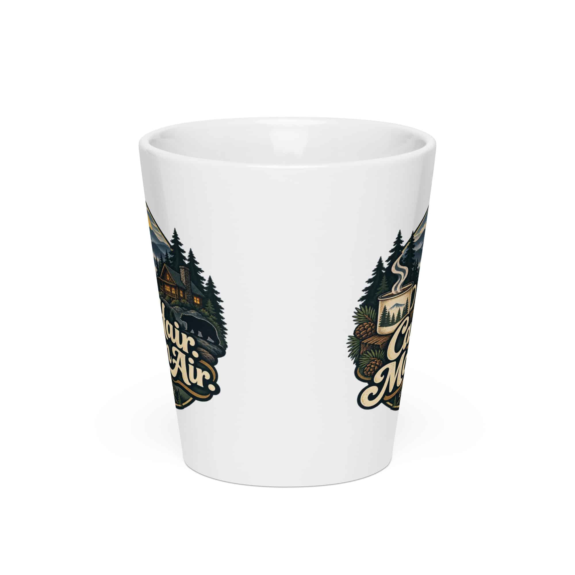 Gatlinburg and the Smokies Latte Mug: Cabin Hair. Mountain Air, Woodland Scenic Lettering