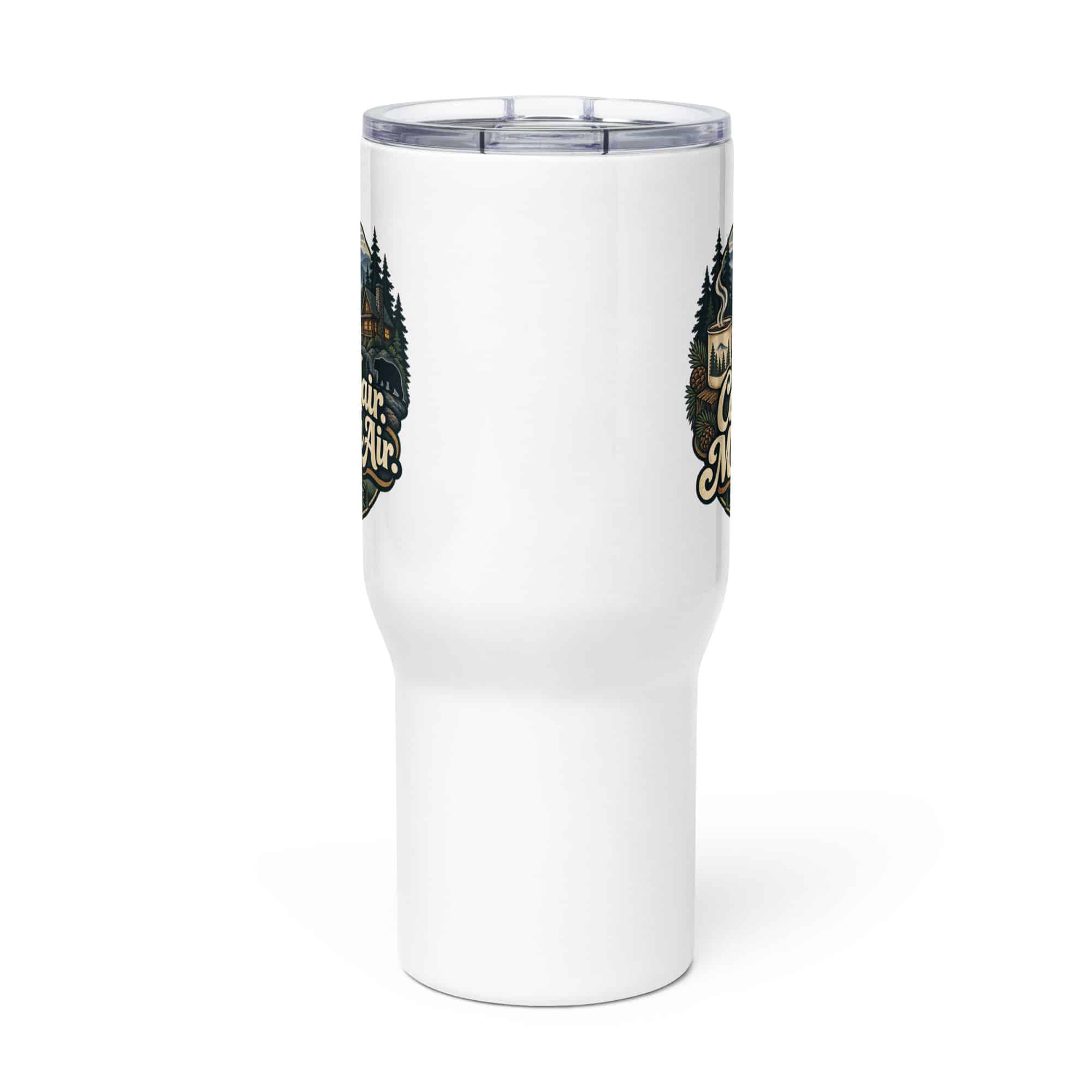 Gatlinburg and the Smokies Travel Mug: Cabin Hair. Mountain Air, Woodland Scenic Lettering