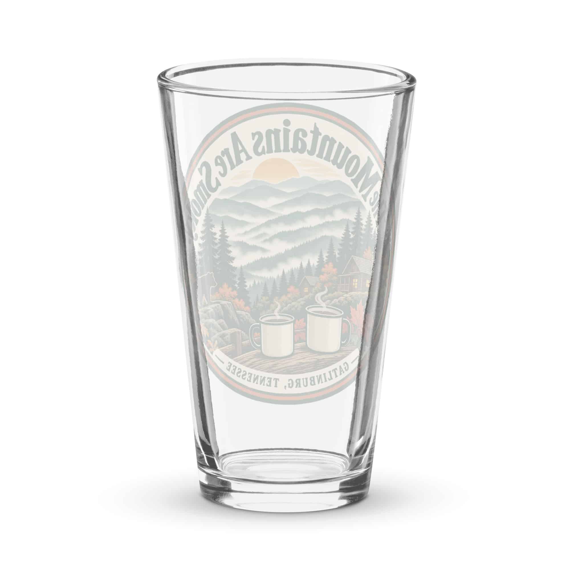 Gatlinburg and the Smokies Pint Glass: The Mountains Are Smoky, Vintage Round Badge
