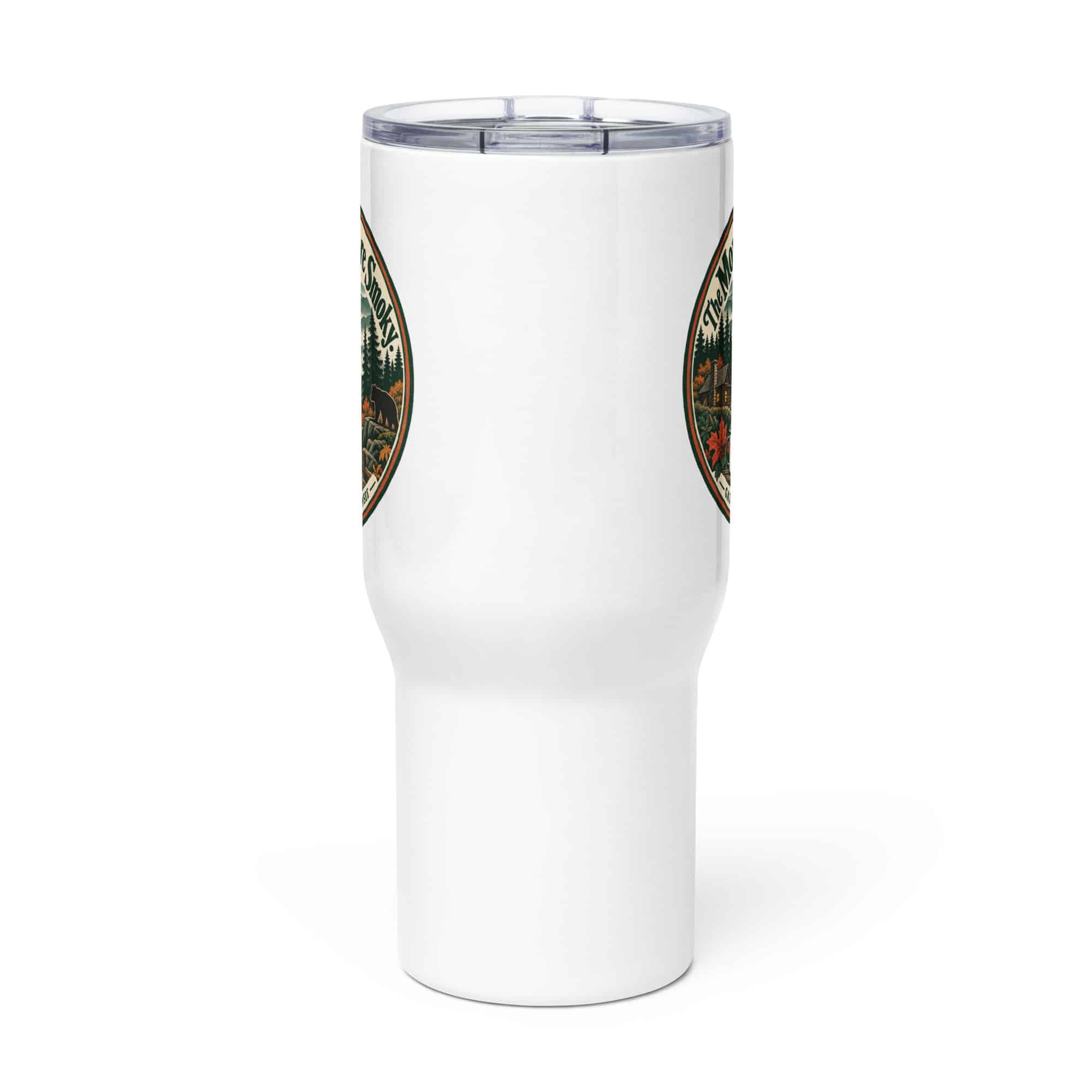 Gatlinburg and the Smokies Travel Mug: The Mountains Are Smoky, Vintage Round Badge