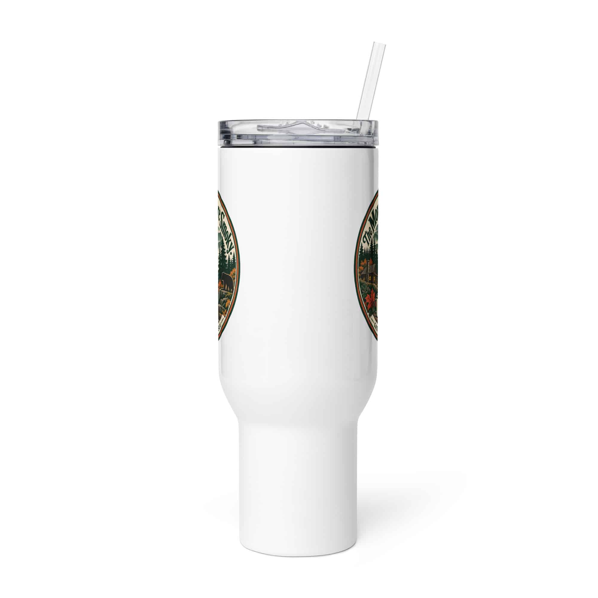 Gatlinburg and the Smokies Travel Mug: The Mountains Are Smoky, Vintage Round Badge