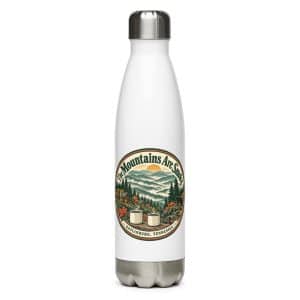 Gatlinburg and the Smokies Stainless Steel Water Bottle: The Mountains Are Smoky, Vintage Round Badge - 17 oz - Main