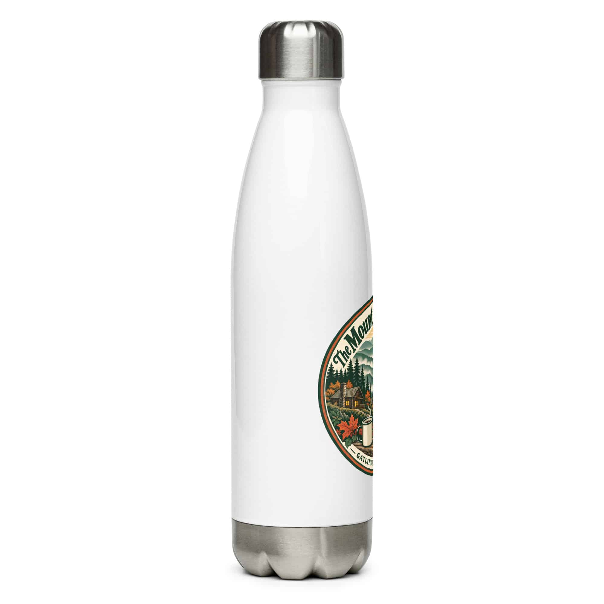 Gatlinburg and the Smokies Stainless Steel Water Bottle: The Mountains Are Smoky, Vintage Round Badge