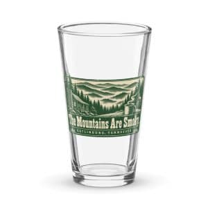 Gatlinburg and the Smokies Pint Glass: The Mountains Are Smoky, Forest Ink Stamp - 16 oz - Main
