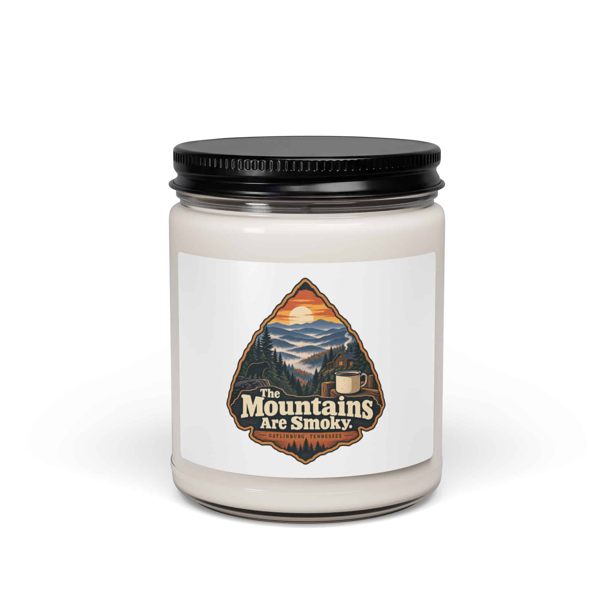 Gatlinburg and the Smokies Soy Wax Candle: The Mountains Are Smoky, Scenic Shield Badge