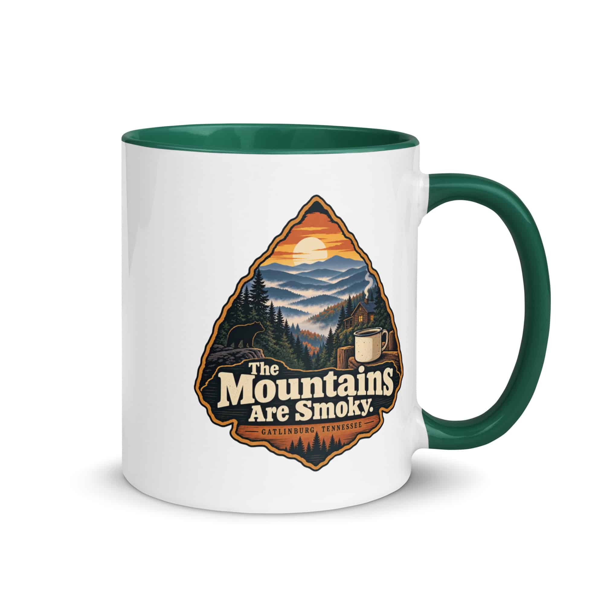 Gatlinburg and the Smokies Color Inside Coffee Mug: The Mountains Are Smoky, Scenic Shield Badge