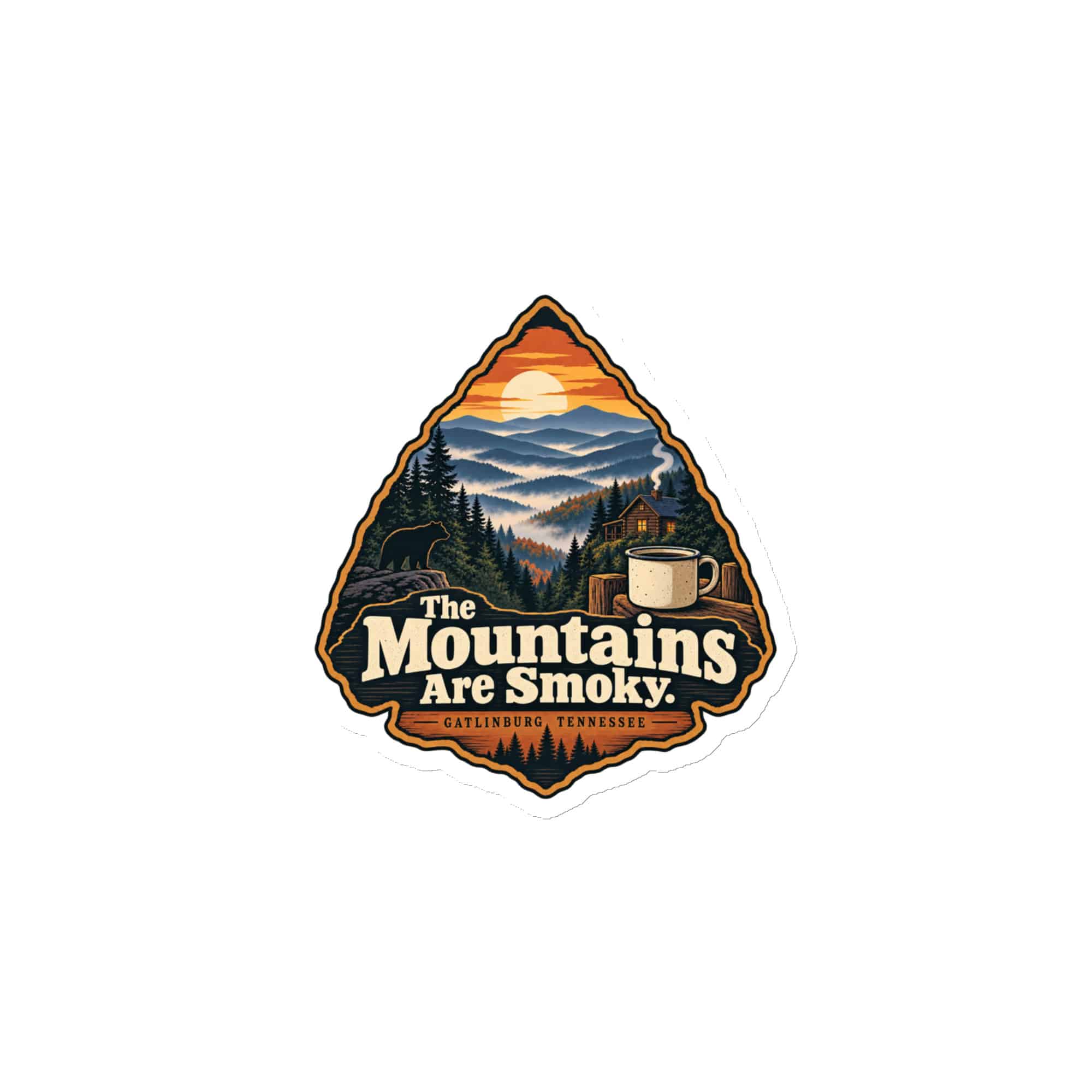 Gatlinburg and the Smokies Die-Cut Magnet: The Mountains Are Smoky, Scenic Shield Badge