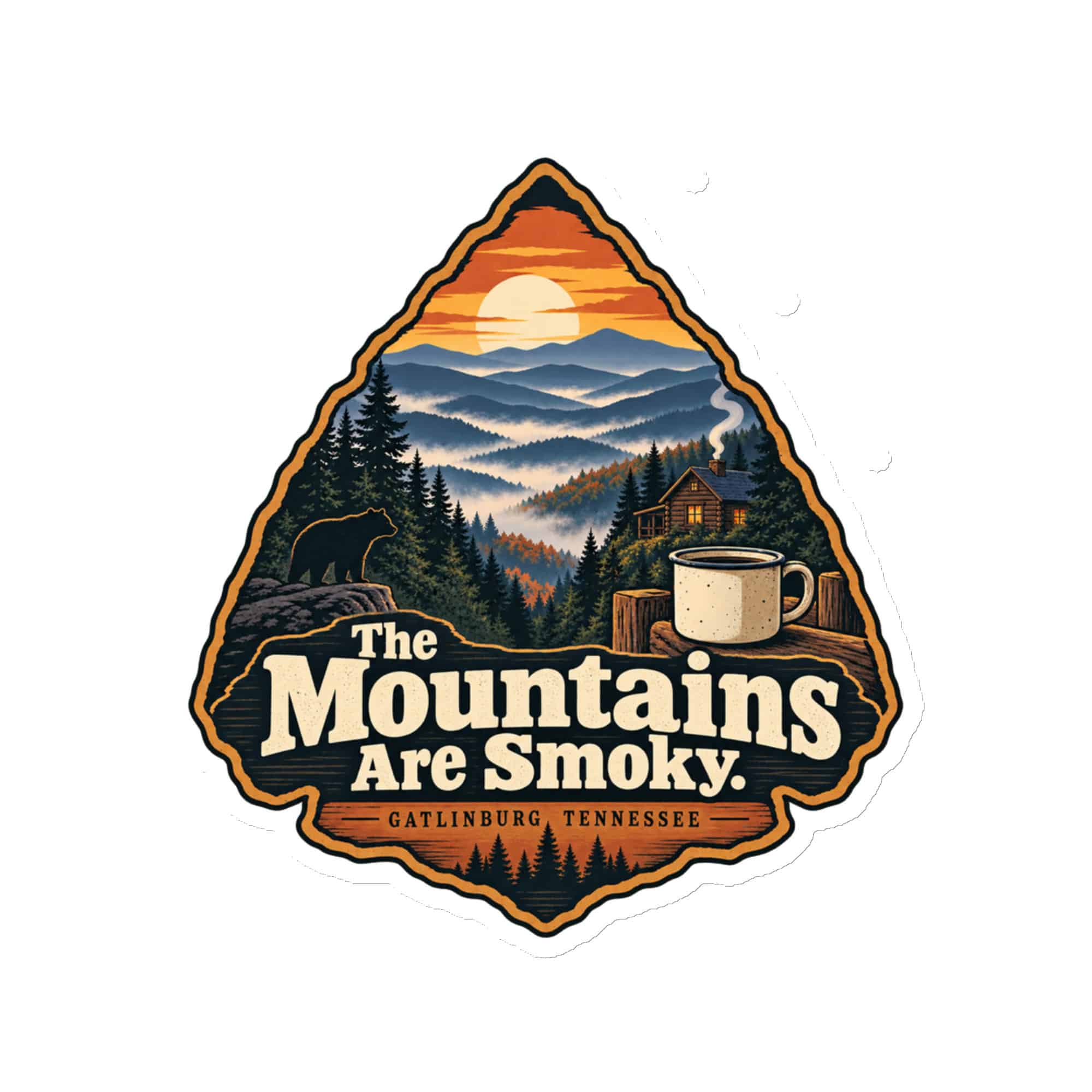 Gatlinburg and the Smokies Die-Cut Magnet: The Mountains Are Smoky, Scenic Shield Badge