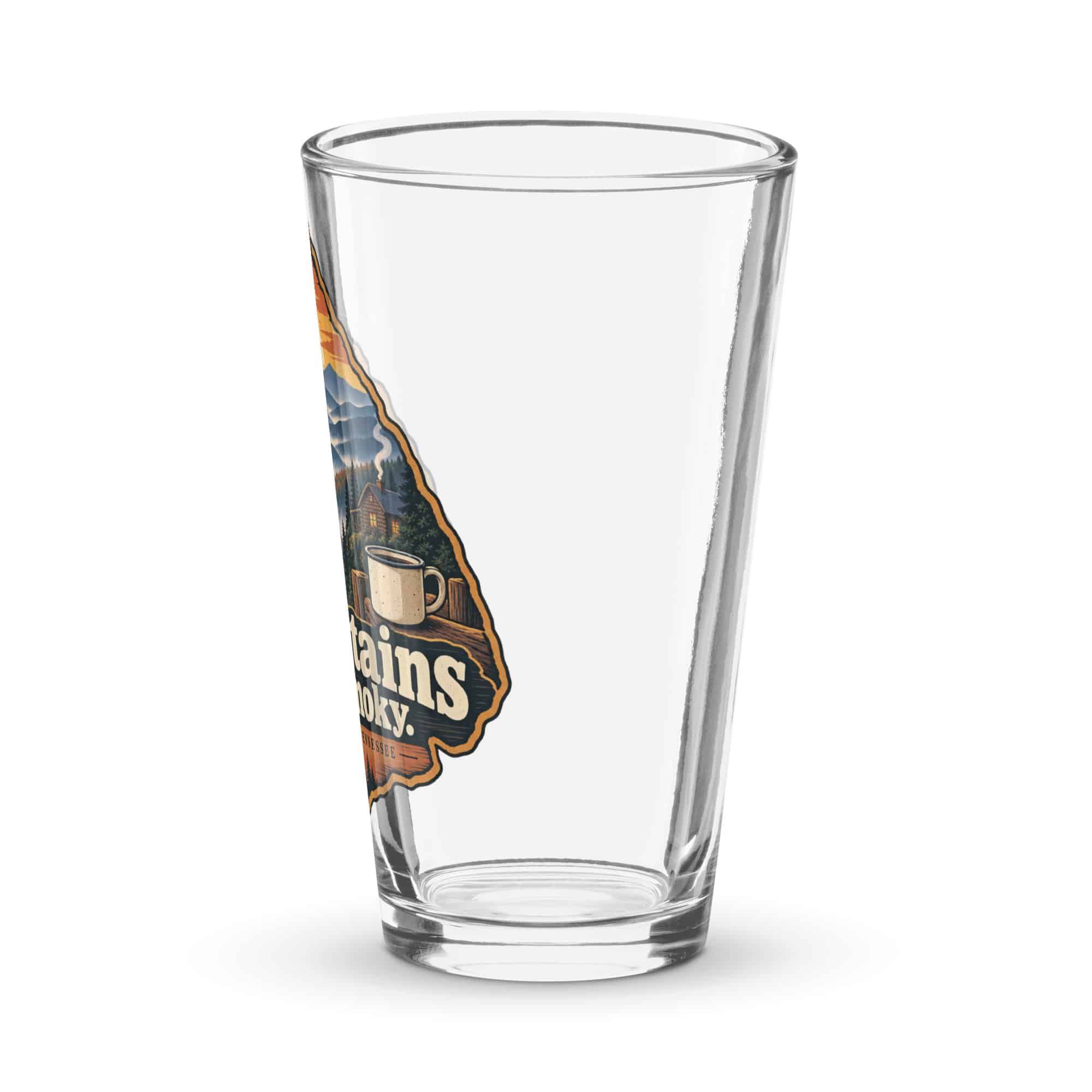 Gatlinburg and the Smokies Pint Glass: The Mountains Are Smoky, Scenic Shield Badge