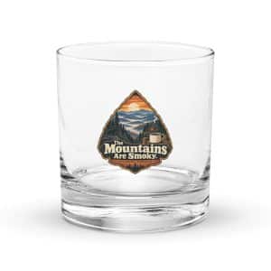 Gatlinburg and the Smokies Rocks Glass: The Mountains Are Smoky, Scenic Shield Badge - 10.5 oz - Main