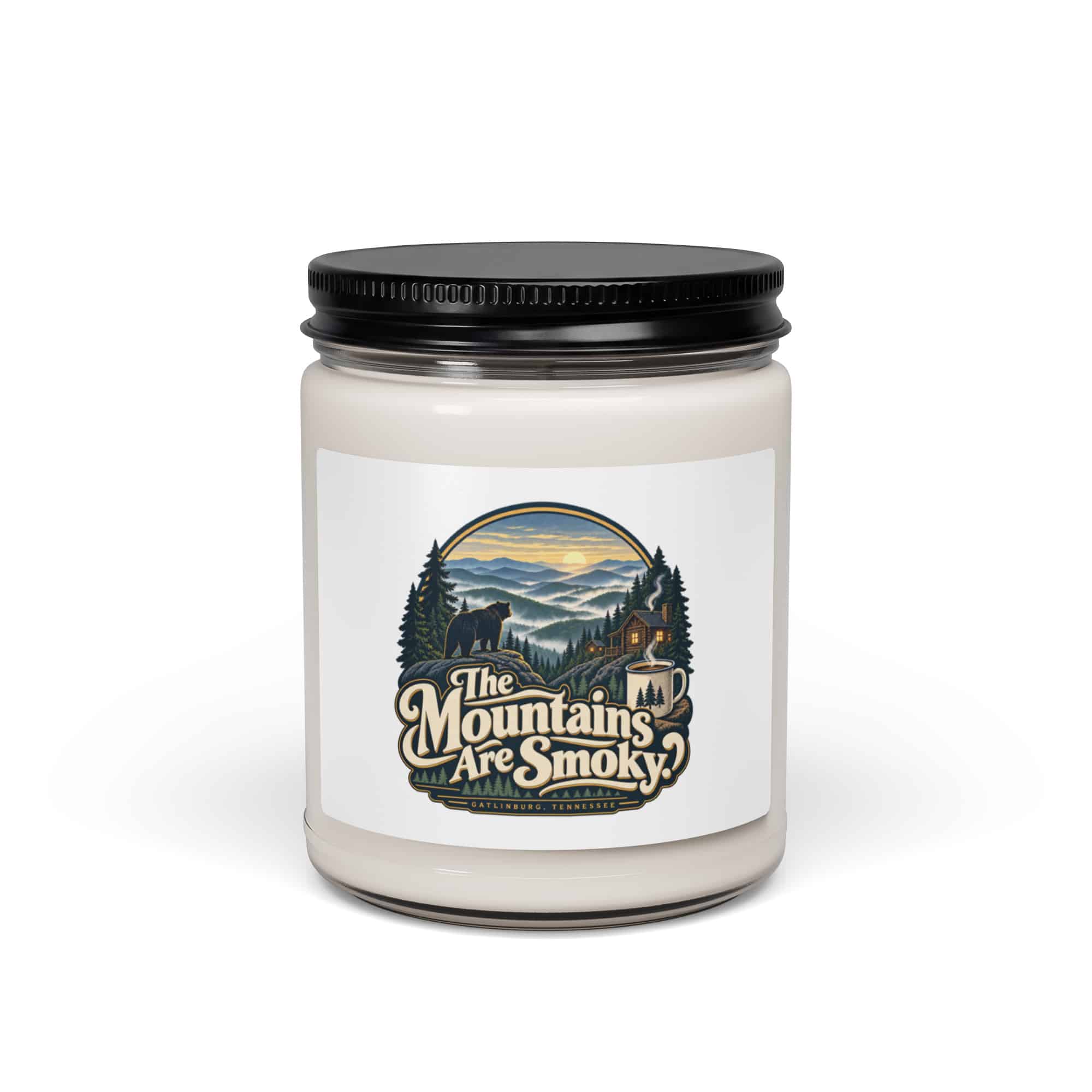 Gatlinburg and the Smokies Soy Wax Candle: The Mountains Are Smoky, Woodland Scenic Lettering