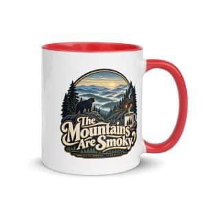 Gatlinburg and the Smokies Color Inside Coffee Mug: The Mountains Are Smoky, Woodland Scenic Lettering - 11 oz - Main