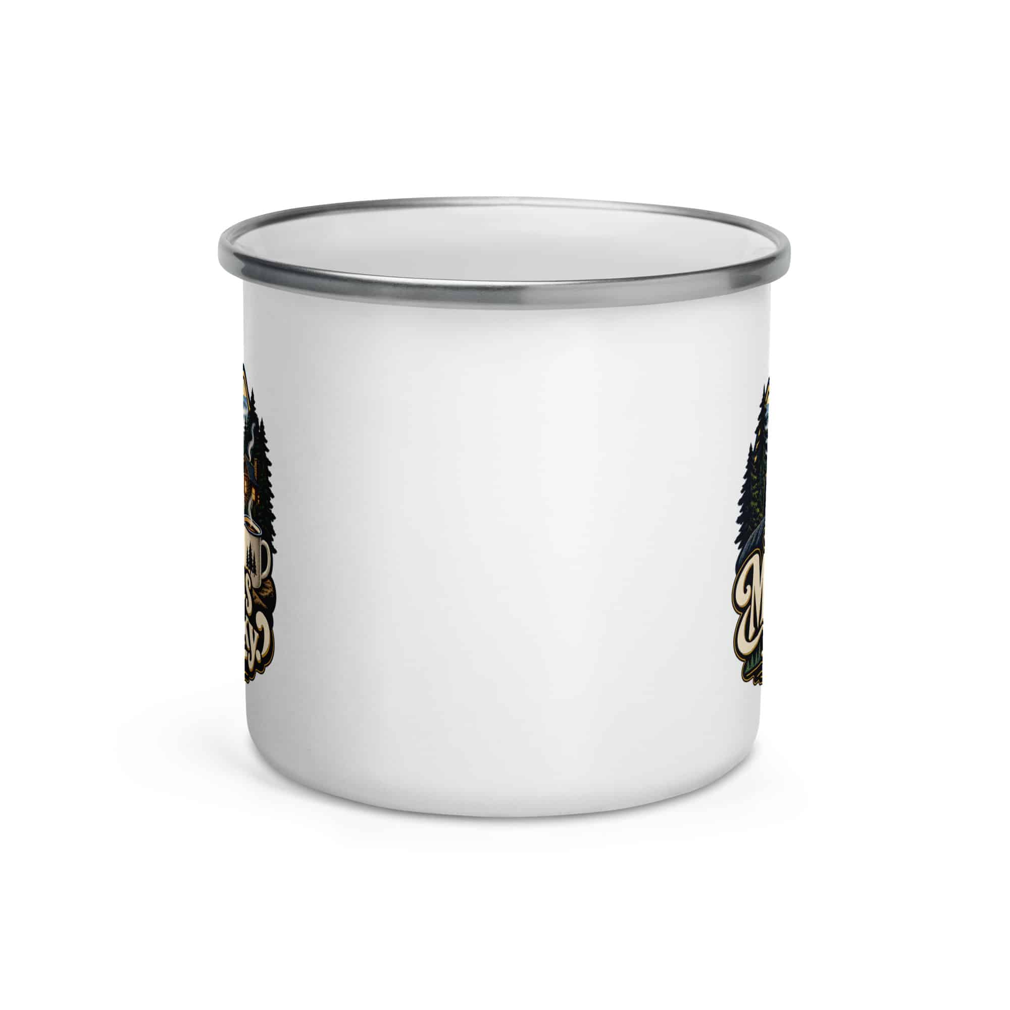 Gatlinburg and the Smokies Enamel Camp Mug: The Mountains Are Smoky, Woodland Scenic Lettering