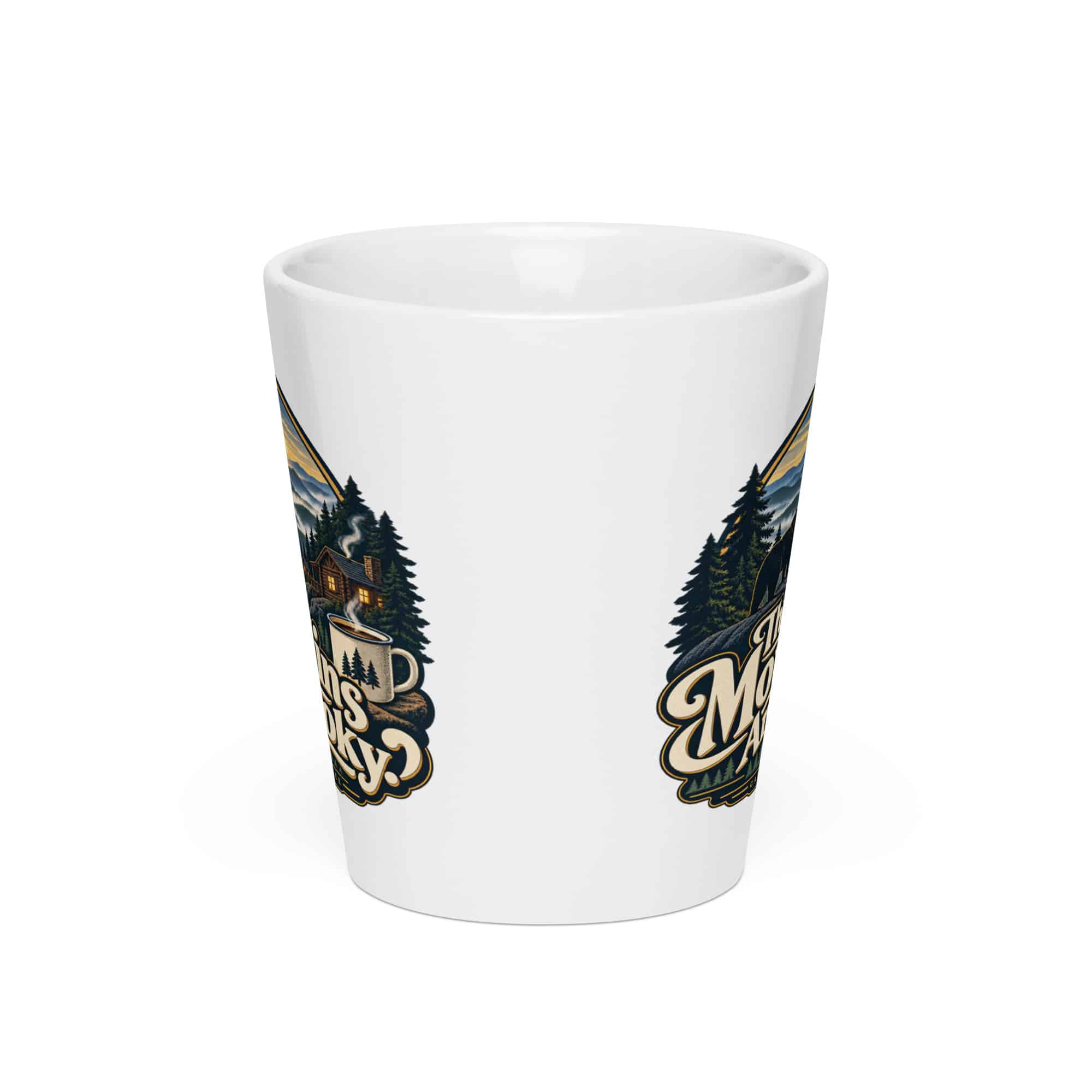Gatlinburg and the Smokies Latte Mug: The Mountains Are Smoky, Woodland Scenic Lettering