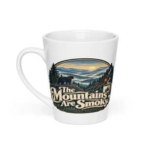 Gatlinburg and the Smokies Latte Mug: The Mountains Are Smoky, Woodland Scenic Lettering - 12 oz - Main