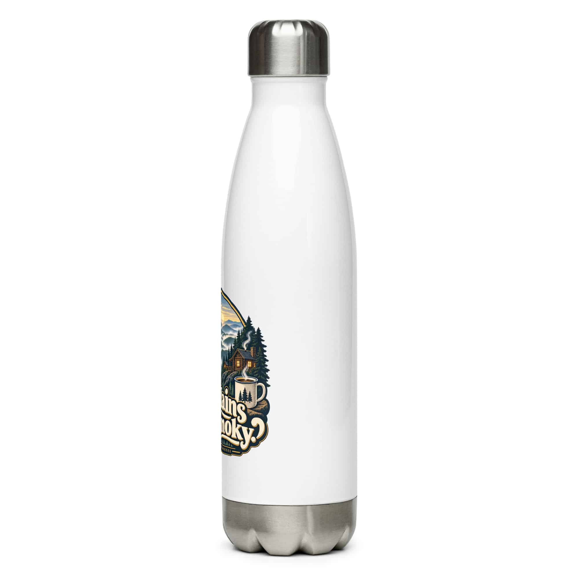 Gatlinburg and the Smokies Stainless Steel Water Bottle: The Mountains Are Smoky, Woodland Scenic Lettering