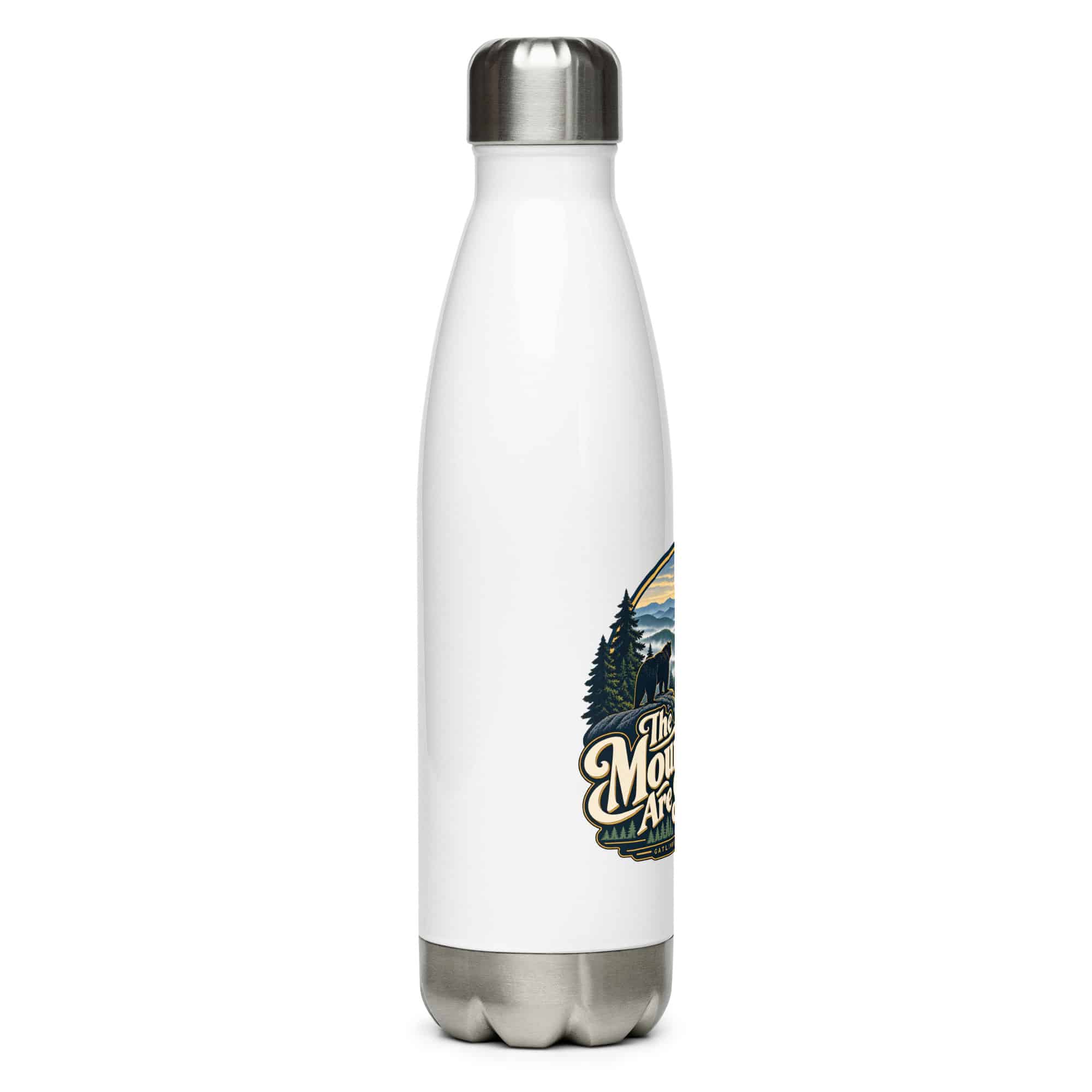 Gatlinburg and the Smokies Stainless Steel Water Bottle: The Mountains Are Smoky, Woodland Scenic Lettering