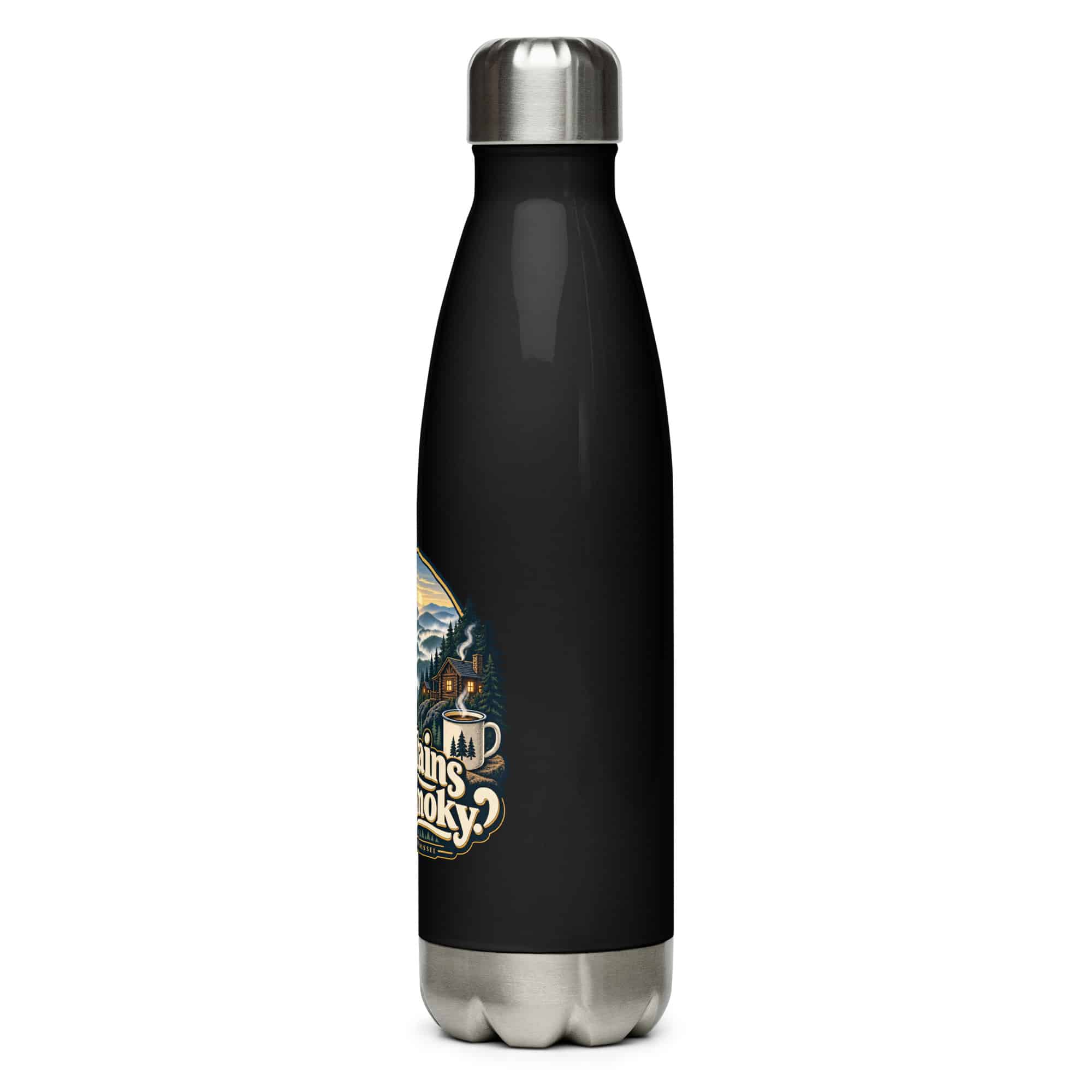 Gatlinburg and the Smokies Stainless Steel Water Bottle: The Mountains Are Smoky, Woodland Scenic Lettering