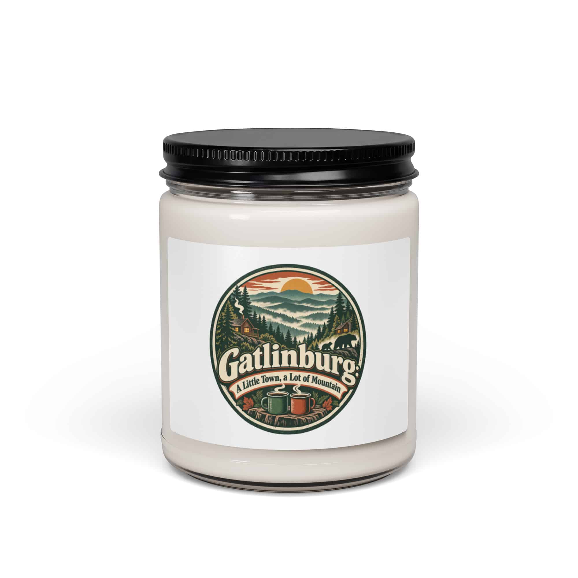 Gatlinburg and the Smokies Soy Wax Candle: Gatlinburg: A Little Town, a Lot of Mountain, Vintage Round Badge