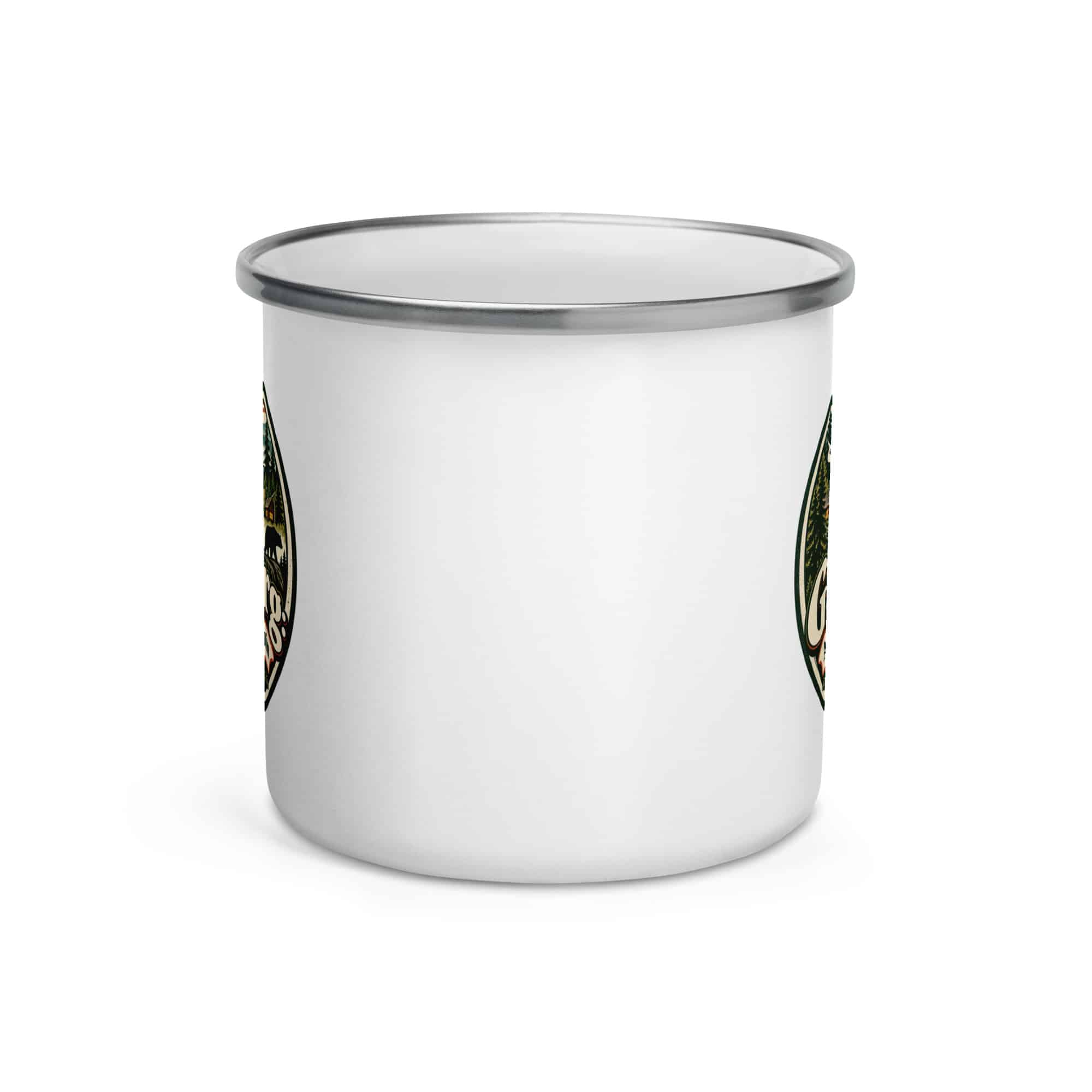 Gatlinburg and the Smokies Enamel Camp Mug: Gatlinburg: A Little Town, a Lot of Mountain, Vintage Round Badge