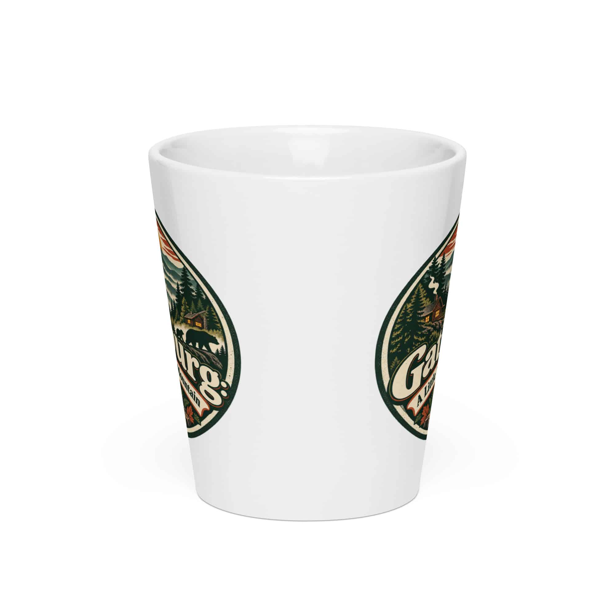 Gatlinburg and the Smokies Latte Mug: Gatlinburg: A Little Town, a Lot of Mountain, Vintage Round Badge