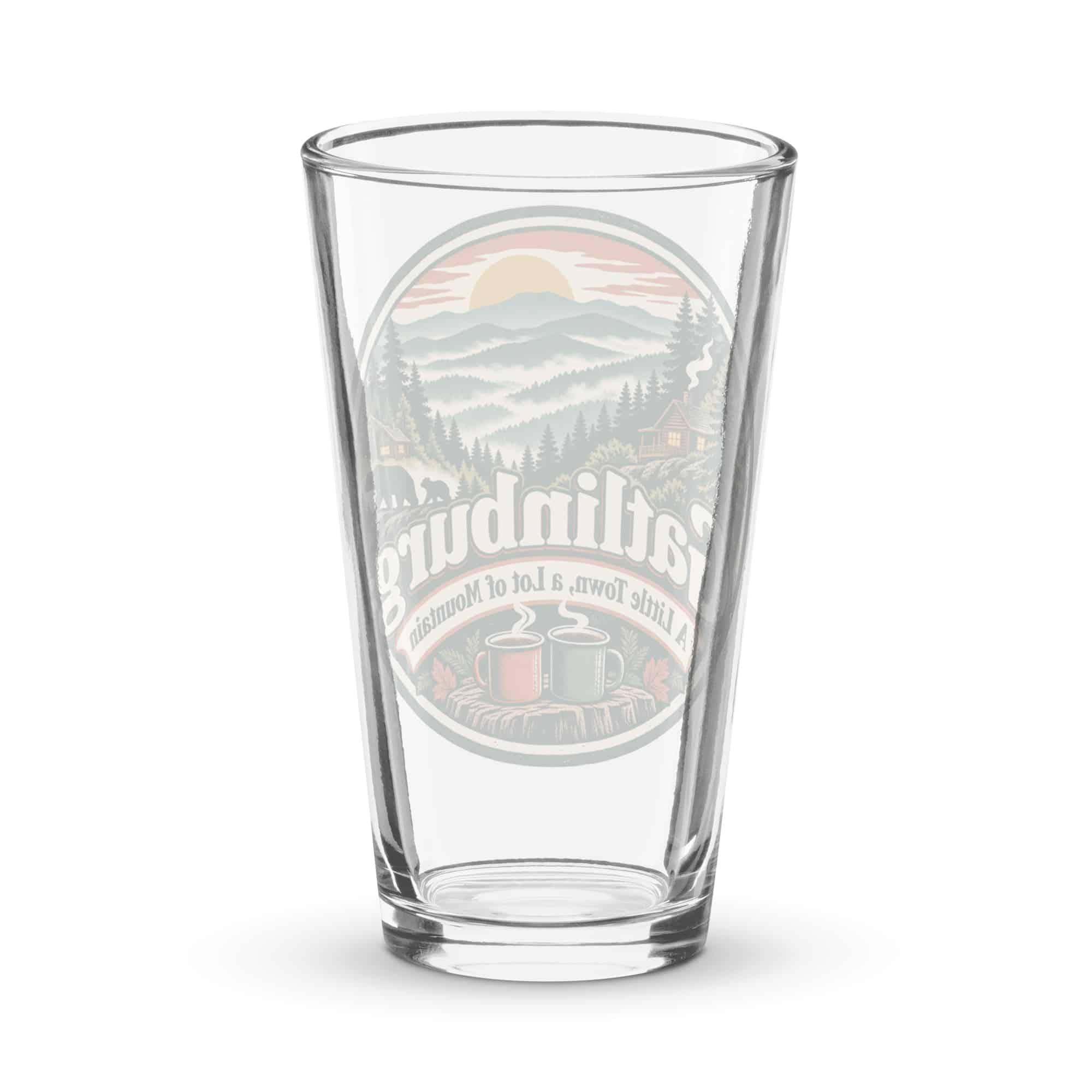 Gatlinburg and the Smokies Pint Glass: Gatlinburg: A Little Town, a Lot of Mountain, Vintage Round Badge