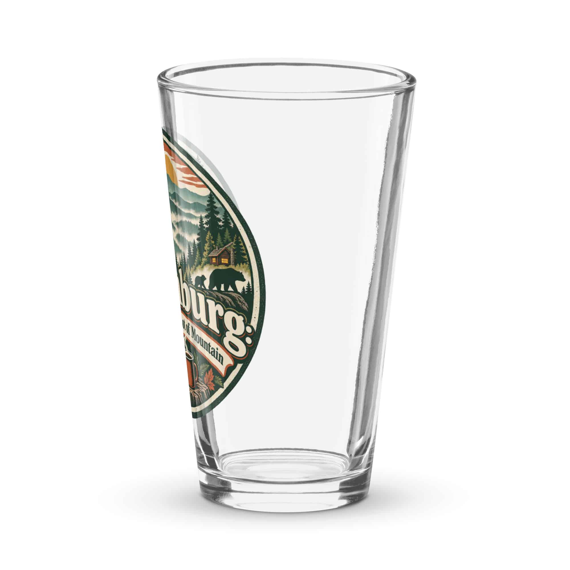 Gatlinburg and the Smokies Pint Glass: Gatlinburg: A Little Town, a Lot of Mountain, Vintage Round Badge