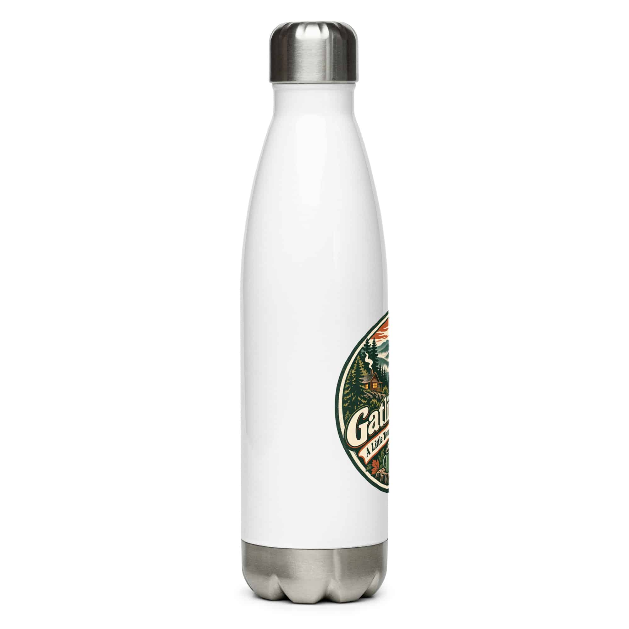 Gatlinburg and the Smokies Stainless Steel Water Bottle: Gatlinburg: A Little Town, a Lot of Mountain, Vintage Round Badge