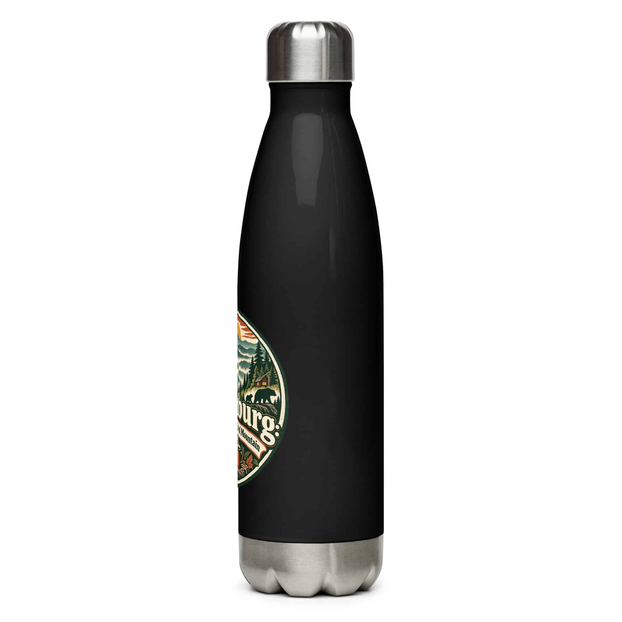 Gatlinburg and the Smokies Stainless Steel Water Bottle: Gatlinburg: A Little Town, a Lot of Mountain, Vintage Round Badge