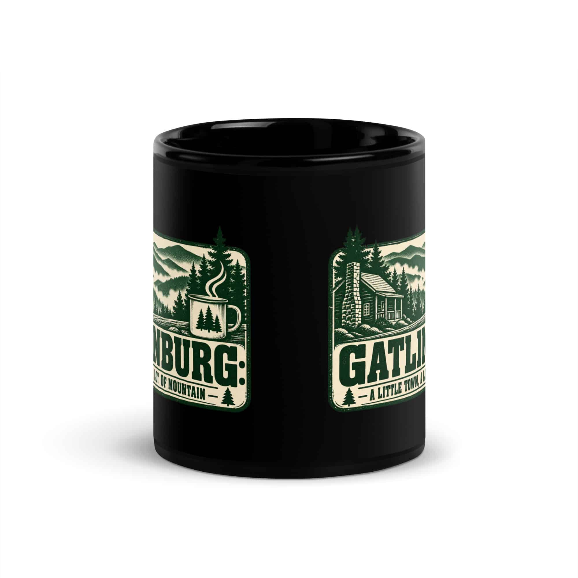 Gatlinburg and the Smokies Black Coffee Mug: Gatlinburg: A Little Town, a Lot of Mountain, Forest Ink Stamp