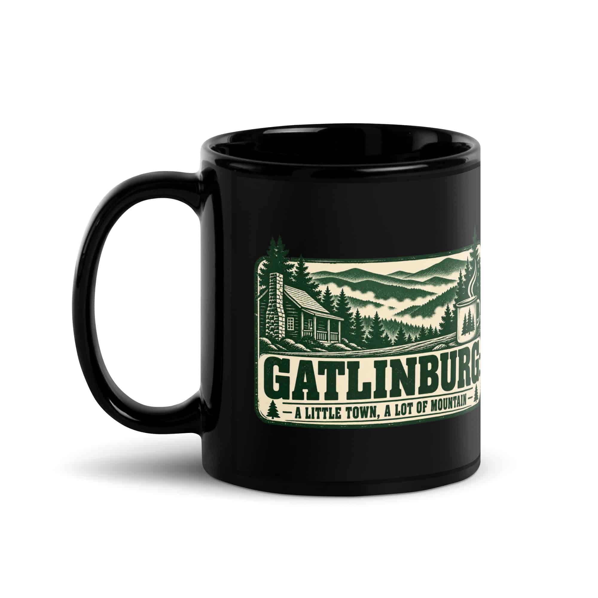 Gatlinburg and the Smokies Black Coffee Mug: Gatlinburg: A Little Town, a Lot of Mountain, Forest Ink Stamp