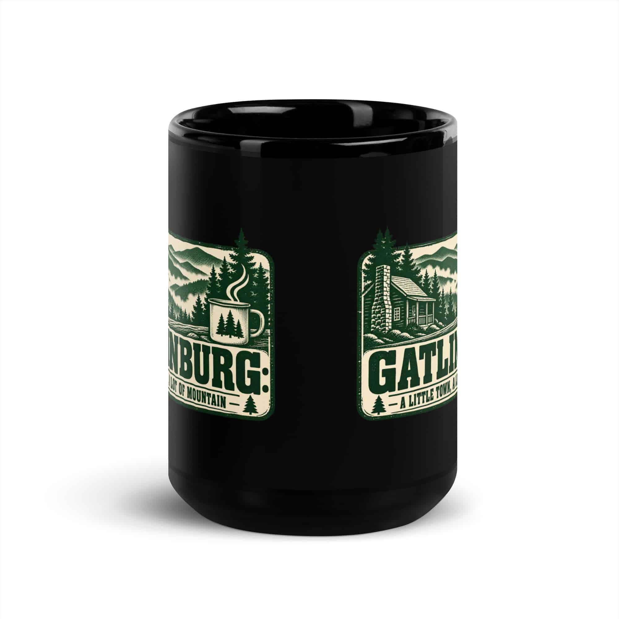 Gatlinburg and the Smokies Black Coffee Mug: Gatlinburg: A Little Town, a Lot of Mountain, Forest Ink Stamp