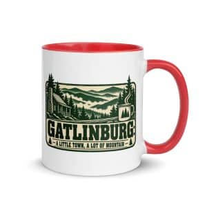 Gatlinburg and the Smokies Color Inside Coffee Mug: Gatlinburg: A Little Town, a Lot of Mountain, Forest Ink Stamp - 11 oz - Main