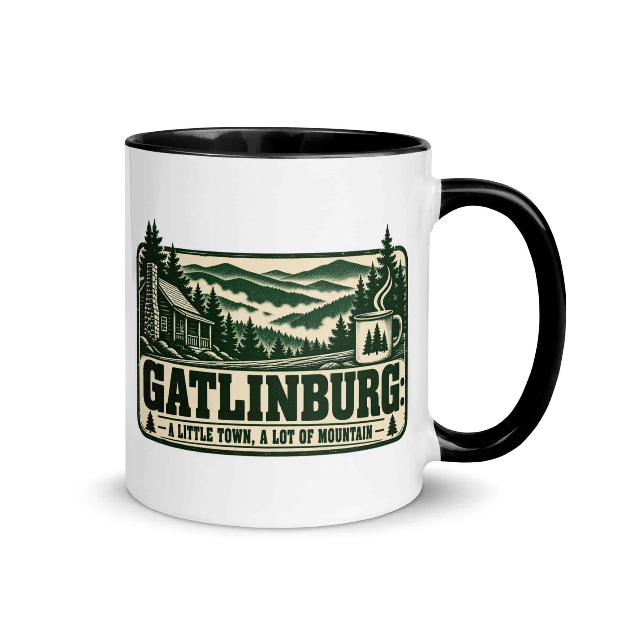 Gatlinburg and the Smokies Color Inside Coffee Mug: Gatlinburg: A Little Town, a Lot of Mountain, Forest Ink Stamp
