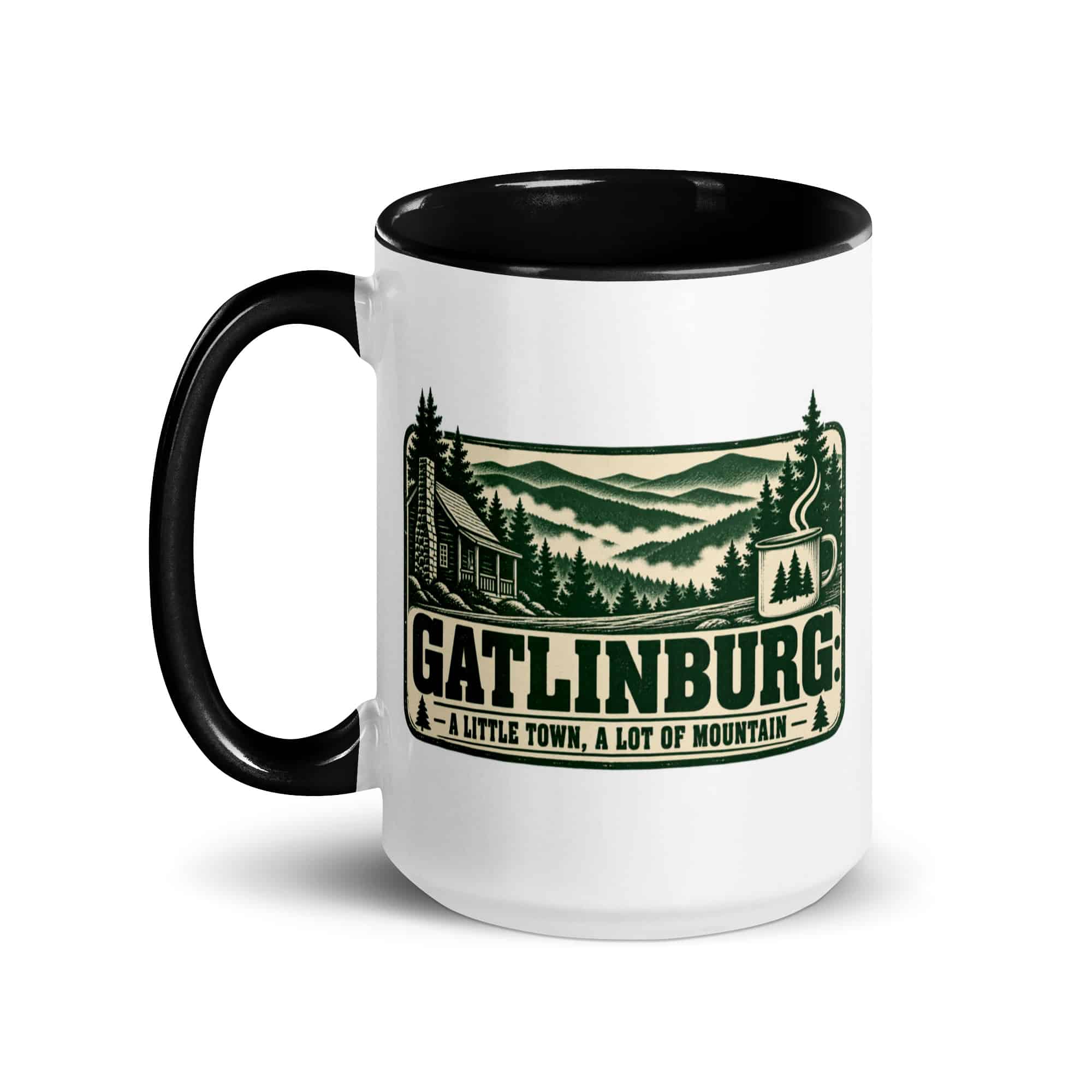 Gatlinburg and the Smokies Color Inside Coffee Mug: Gatlinburg: A Little Town, a Lot of Mountain, Forest Ink Stamp