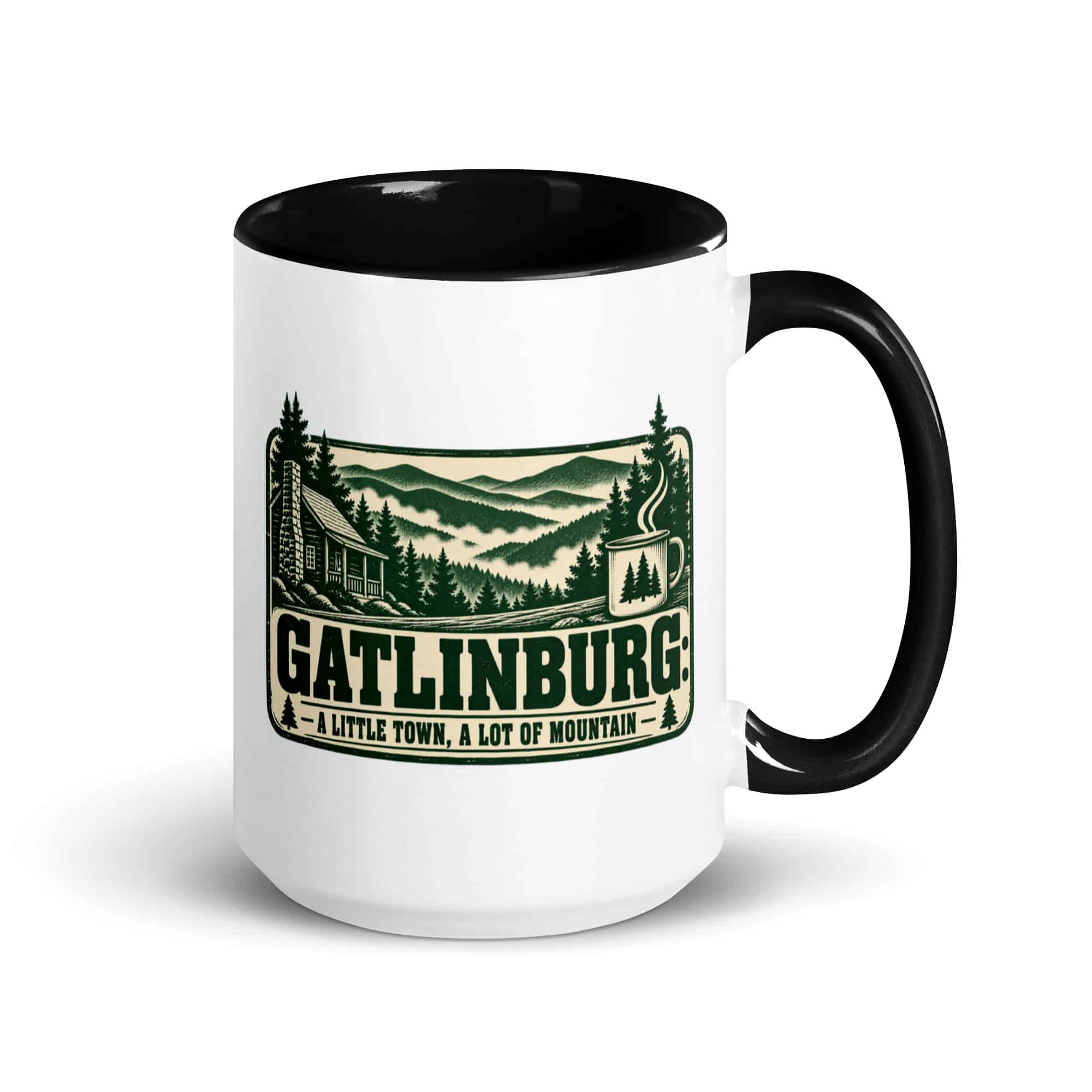 Gatlinburg and the Smokies Color Inside Coffee Mug: Gatlinburg: A Little Town, a Lot of Mountain, Forest Ink Stamp