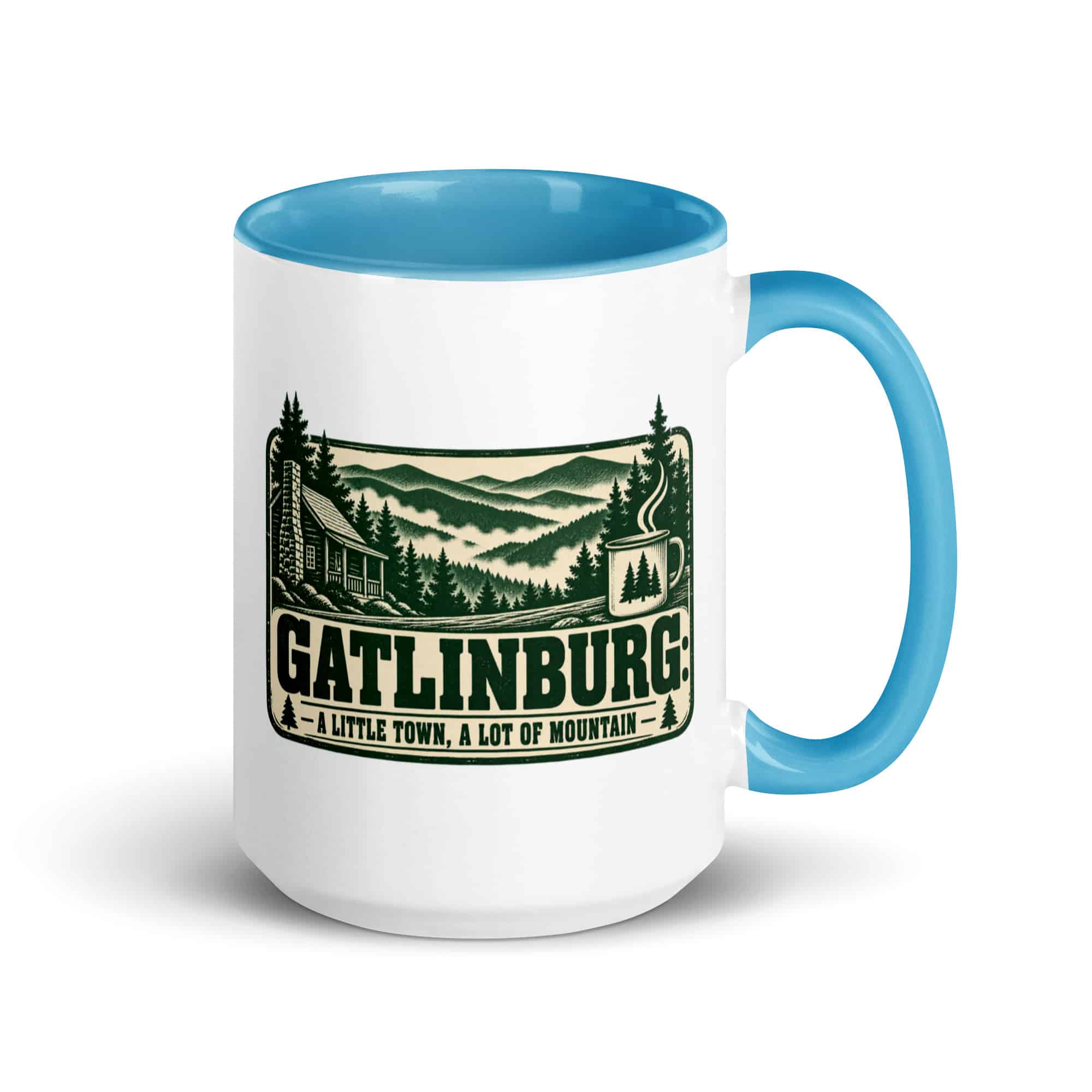 Gatlinburg and the Smokies Color Inside Coffee Mug: Gatlinburg: A Little Town, a Lot of Mountain, Forest Ink Stamp