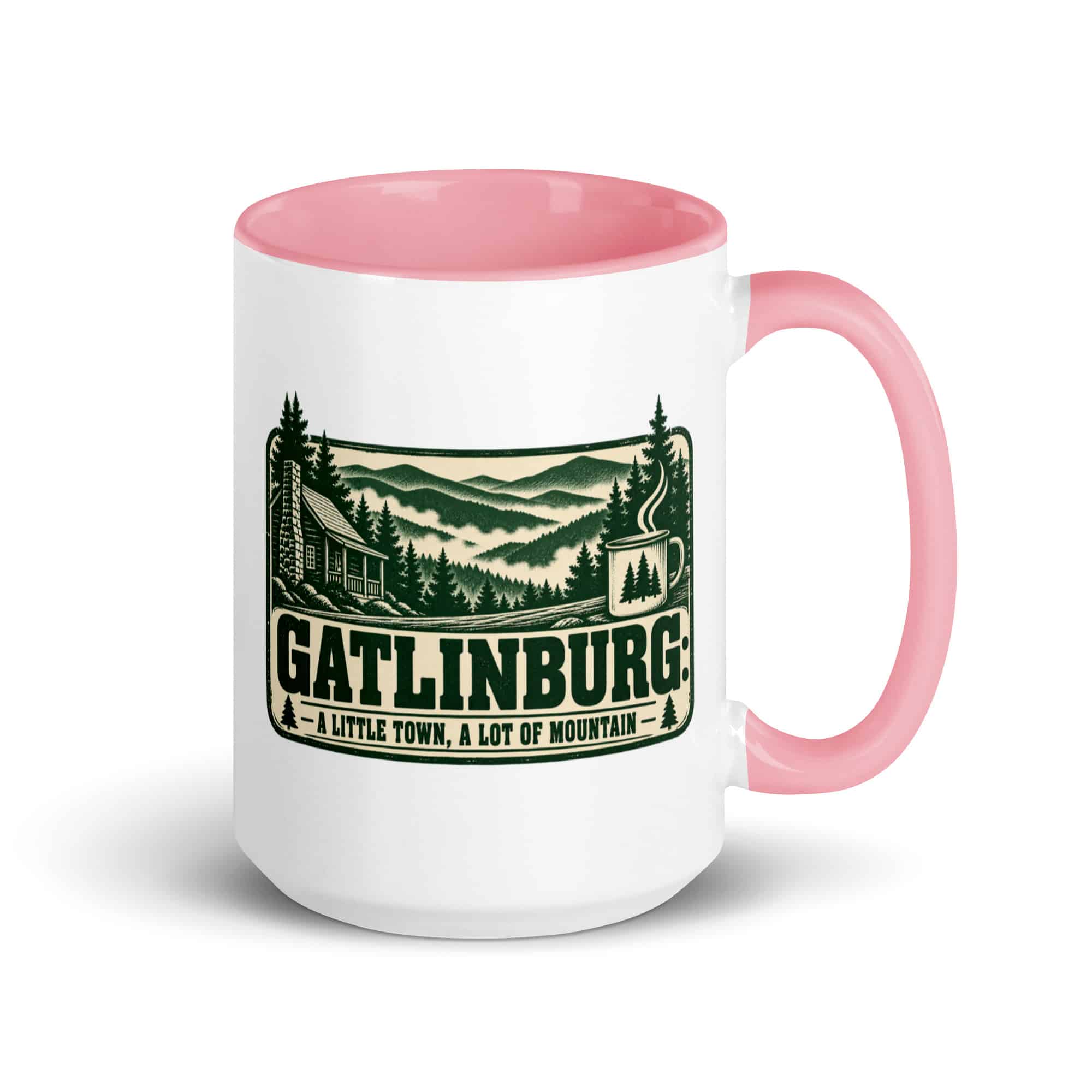 Gatlinburg and the Smokies Color Inside Coffee Mug: Gatlinburg: A Little Town, a Lot of Mountain, Forest Ink Stamp