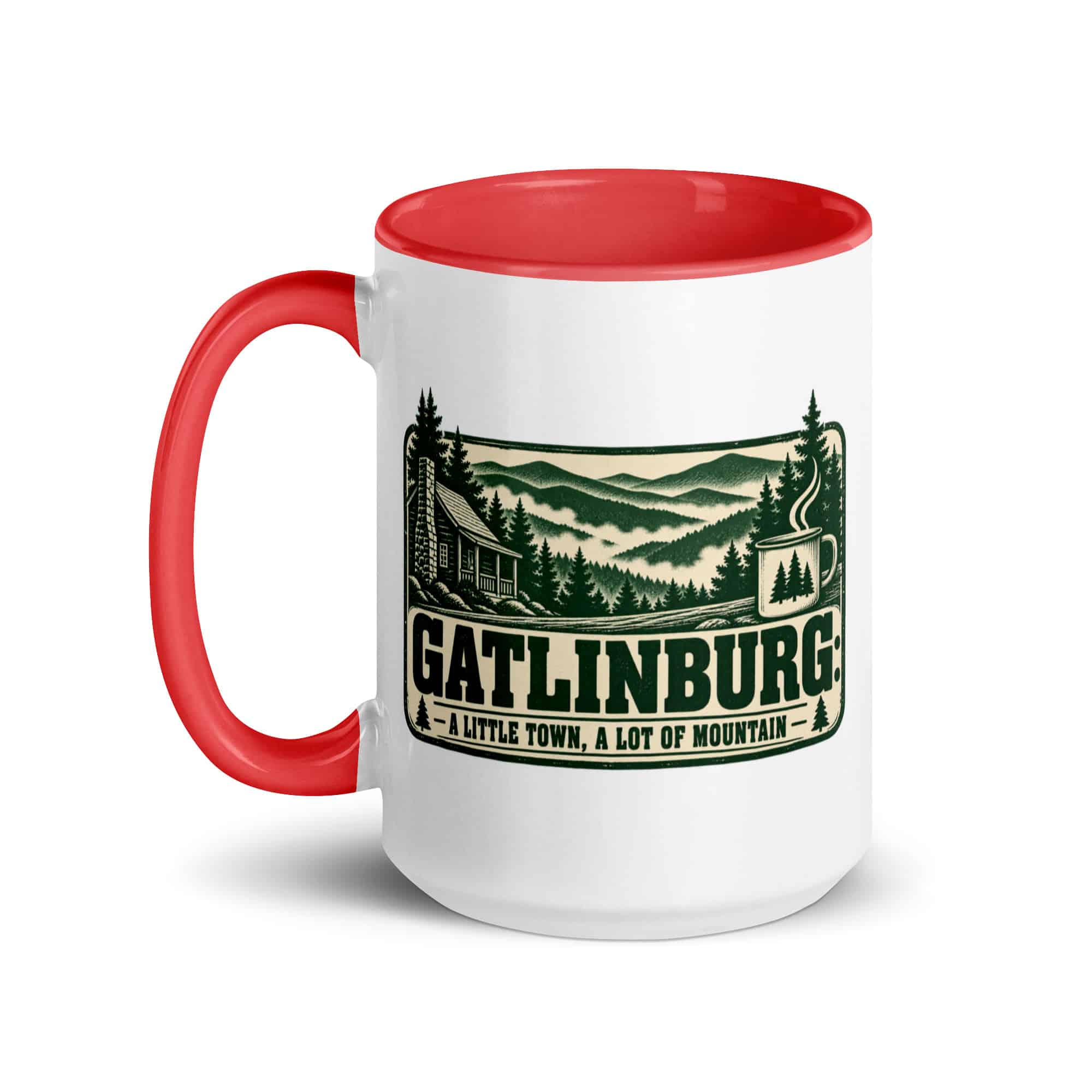 Gatlinburg and the Smokies Color Inside Coffee Mug: Gatlinburg: A Little Town, a Lot of Mountain, Forest Ink Stamp
