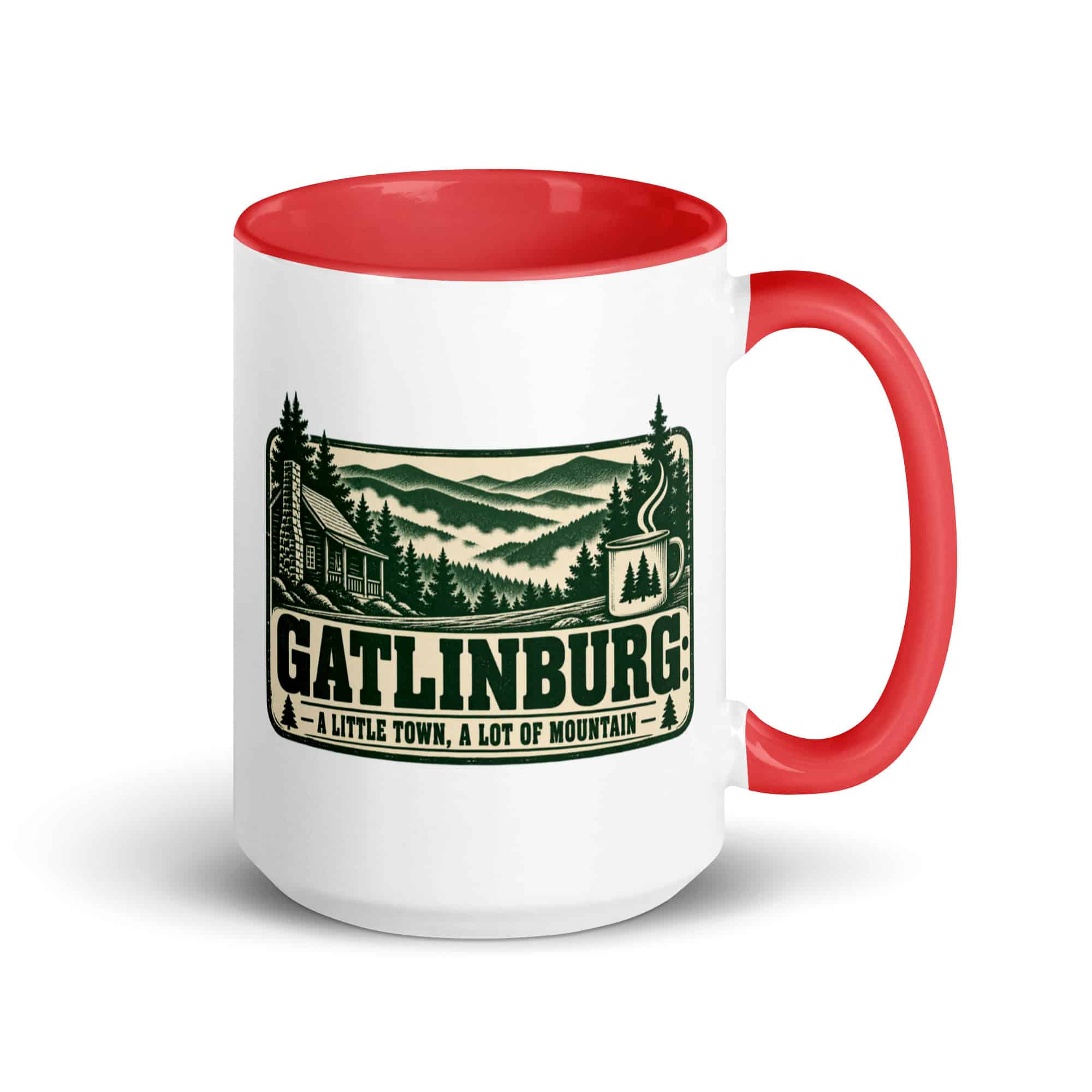 Gatlinburg and the Smokies Color Inside Coffee Mug: Gatlinburg: A Little Town, a Lot of Mountain, Forest Ink Stamp
