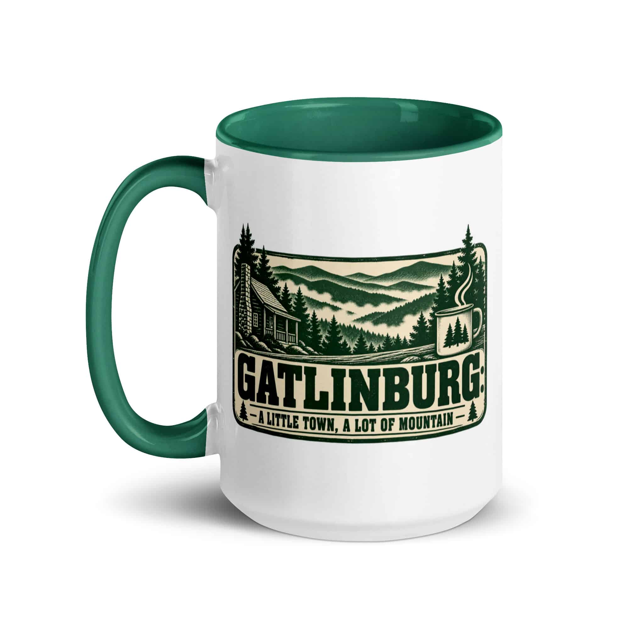 Gatlinburg and the Smokies Color Inside Coffee Mug: Gatlinburg: A Little Town, a Lot of Mountain, Forest Ink Stamp